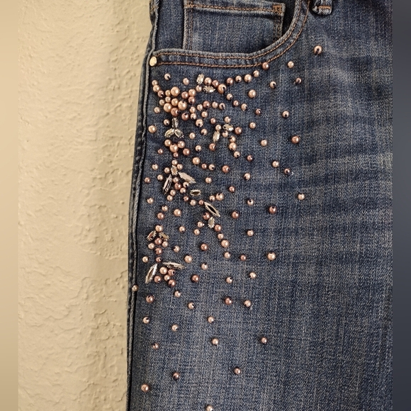 White House Black Market Embellished Skinny Flare Everyday Soft Denim Jeans - Picture 6 of 9